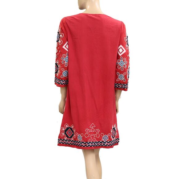 Frances Valentine Capri Embroidered Mini Tunic Dress Cotton Lace-Up XL 279873 - Picture 5 of 7